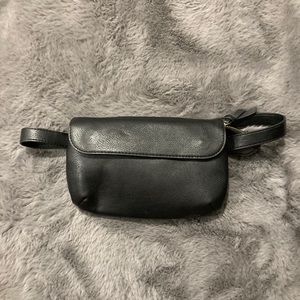 Black Vegan Leather Fanny Pack